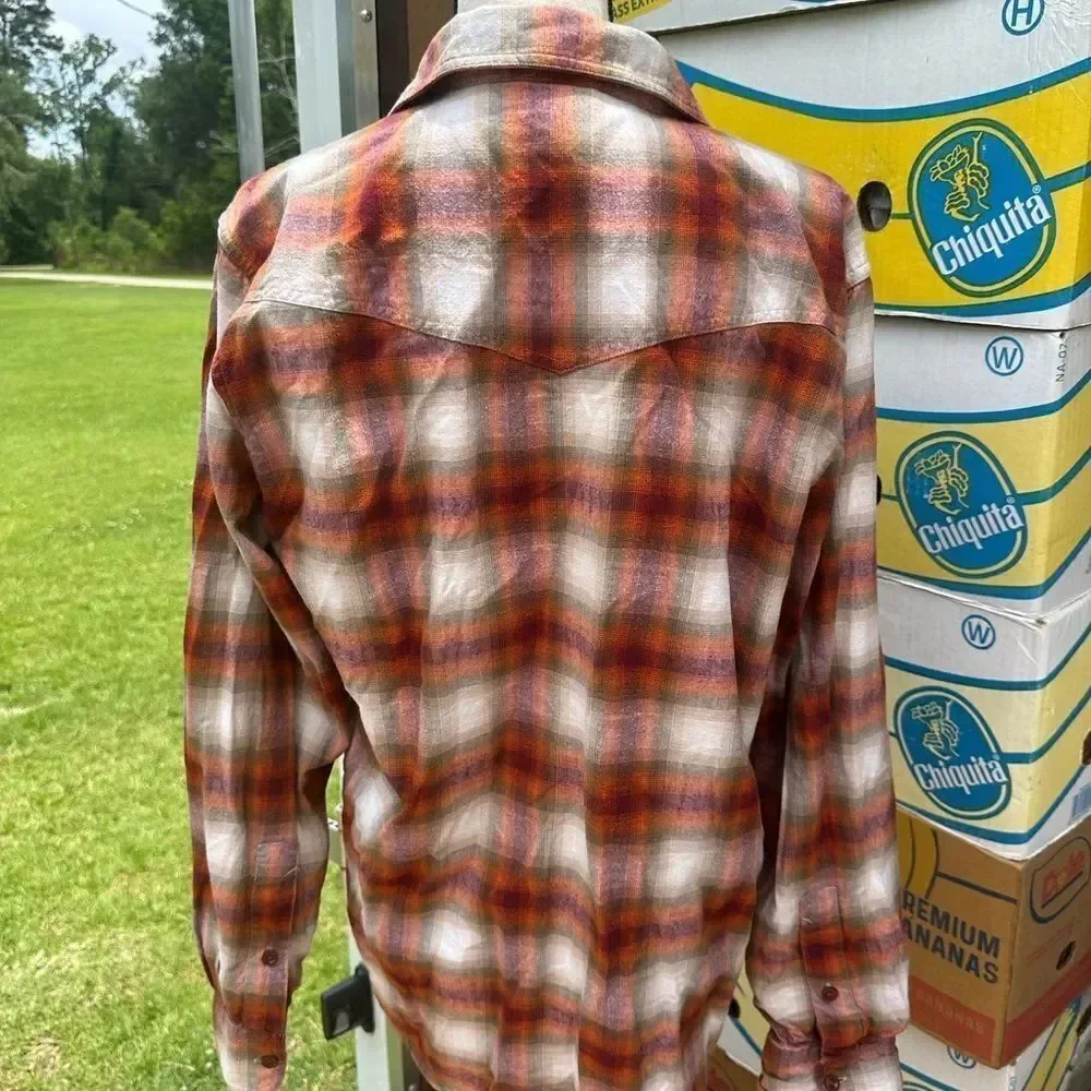 The North Face Plaid Button-Up Shirt - Orange and White